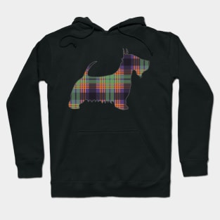 Purple, Green and Orange Tartan Scottish Terrier Dog Silhouette Hoodie